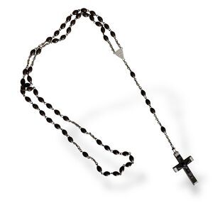 Vintage Catholic Religious  Black Rosary Beads